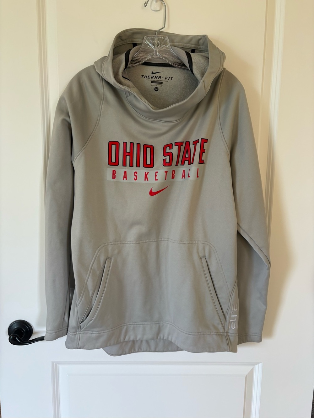 Men’s Nike Ohio State Basketball Therma-Fit Hoodie - Light Gray Size Medium